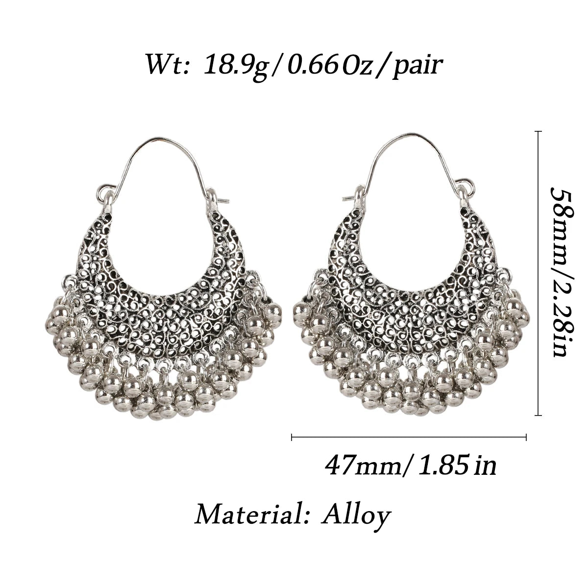 Retro Boho Silver Color Tassel Indian Earrings For Women Orecchini Jewelry Gypsy Flower Ladies Jhumka Earrings