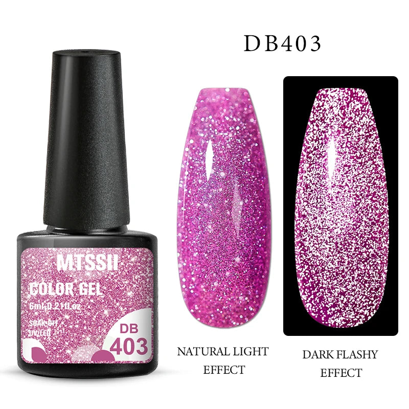 Mtssii 6ML Reflective Gel Nail Polish Shiny 14 Colors Semi-permanent UV Gel varnish Hybrid Nail Polish for Nail Art Manicure