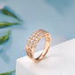 Kinel New 585 Rose Gold Ring Women Three Rows Micro-wax Inlay Natural Zircon Hollow Trendy Rings Fine Wedding Party Jewelry 2021