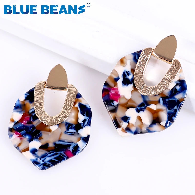 Earrings for Women 2019 New Bohemian Acrylic Colorful Resin Minimalist Earring Dangle Unique Design Statement  Wedding Jewelry