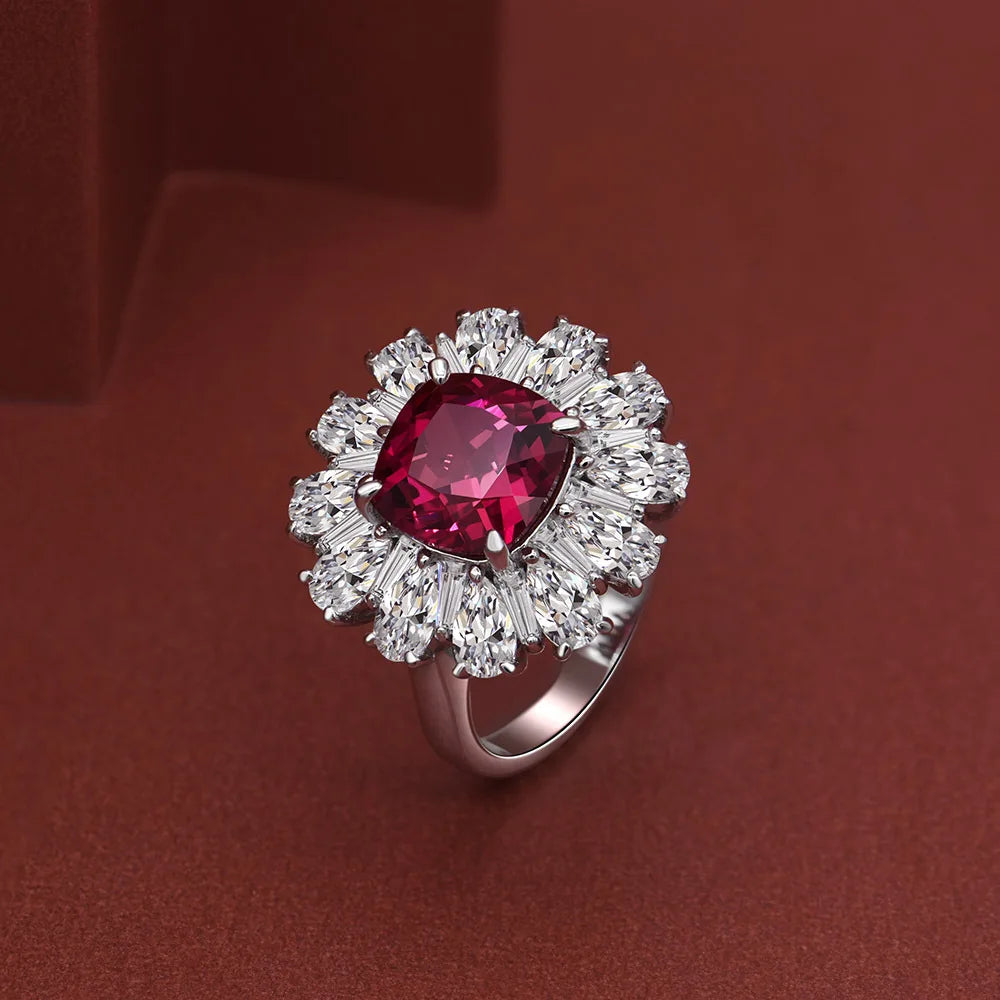 Bling Rings Women 925 Wedding Rings 925 Silver Cubic Zirconia Ruby Ring