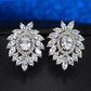 Luxury Feather Shape White Gold Plated Cubic Zirconia Bridal Stud Earrings for Women