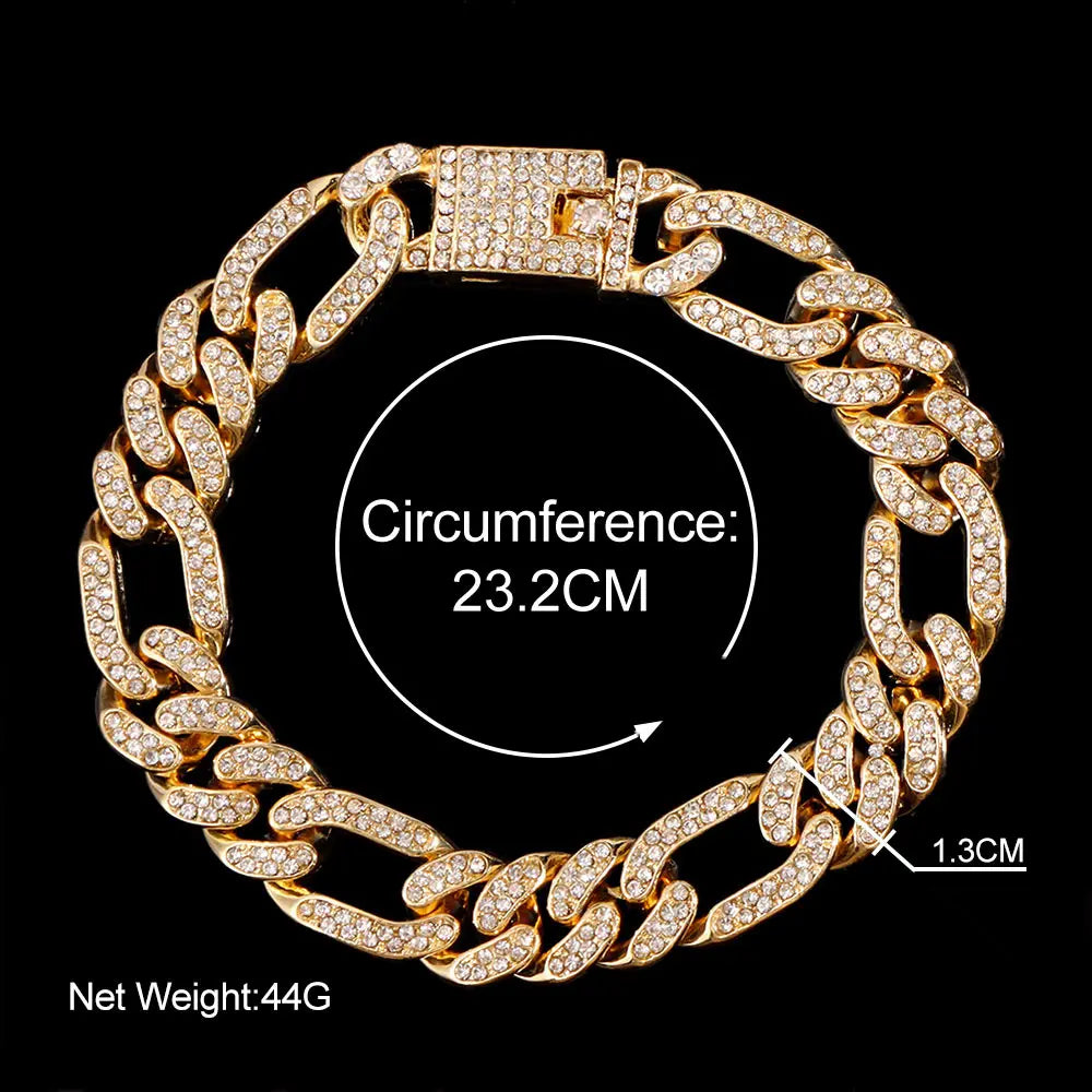 Flatfoosie Hip Hop Iced Out Chunky Cuban Chain Anklets For Women Luxury Rhinestone Link Ankle Bracelet Beach Barefoot Jewelry