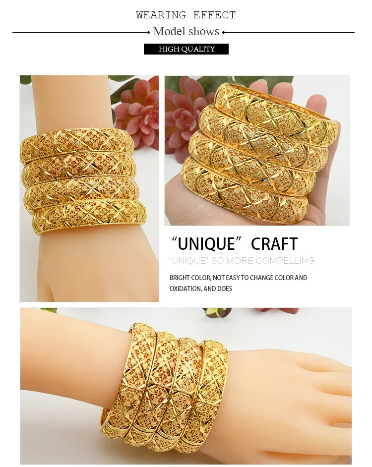 ANIID Dubai 24K Gold Color Hand Bracelet And Bangles Women Designer African Charm New Luxury High Quality Moroccan Jewelry