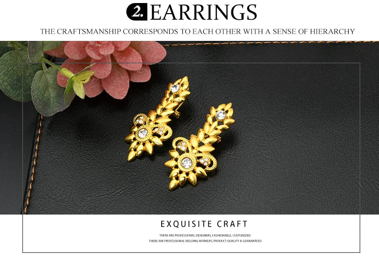 ANIID Dubai Jewelry Sets Gold Color 24k Luxury Big African Nigerian Necklace Bracelets Earring Ring For Wedding Jewelri Party