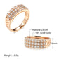 Kinel New 585 Rose Gold Ring Women Three Rows Micro-wax Inlay Natural Zircon Hollow Trendy Rings Fine Wedding Party Jewelry 2021