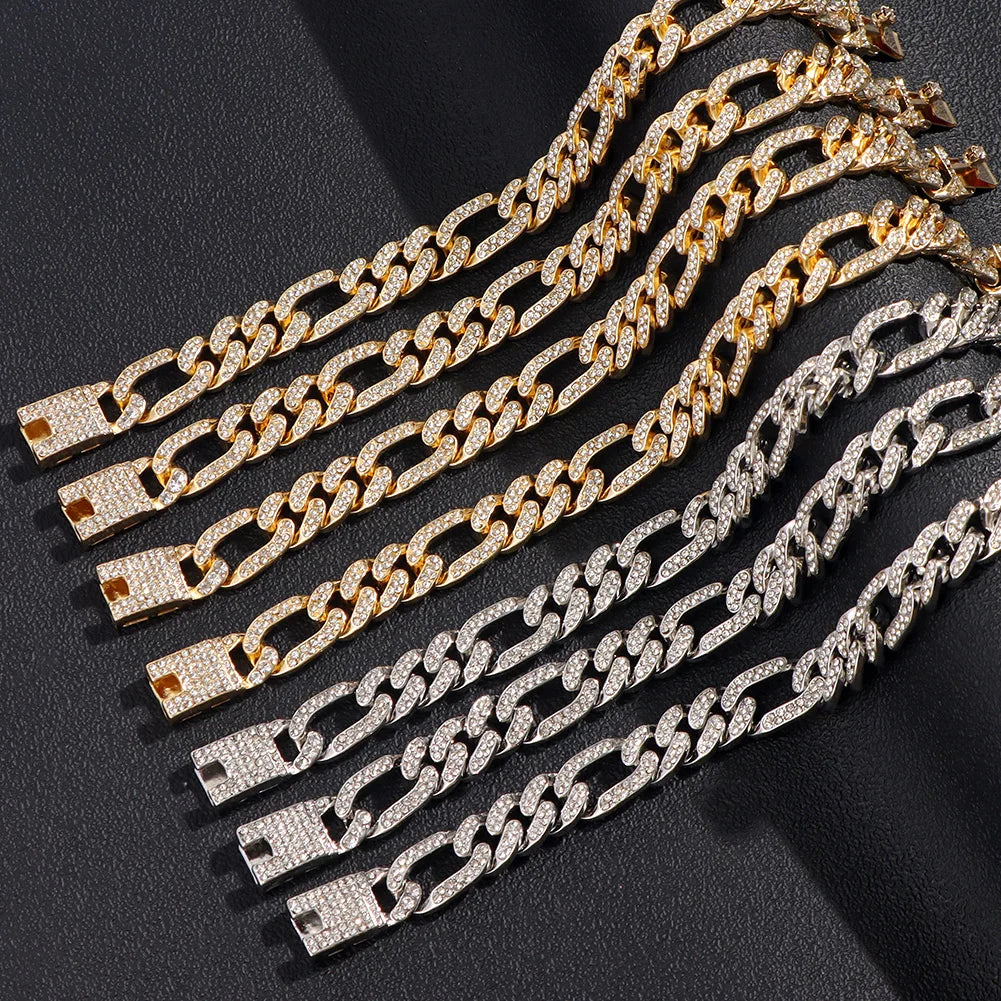 Flatfoosie Hip Hop Iced Out Chunky Cuban Chain Anklets For Women Luxury Rhinestone Link Ankle Bracelet Beach Barefoot Jewelry