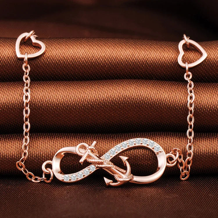 Drop Shipping 925 Sterling Silver Anchor Infinity Heart Charm Silver Bracelet for Women New Arrival