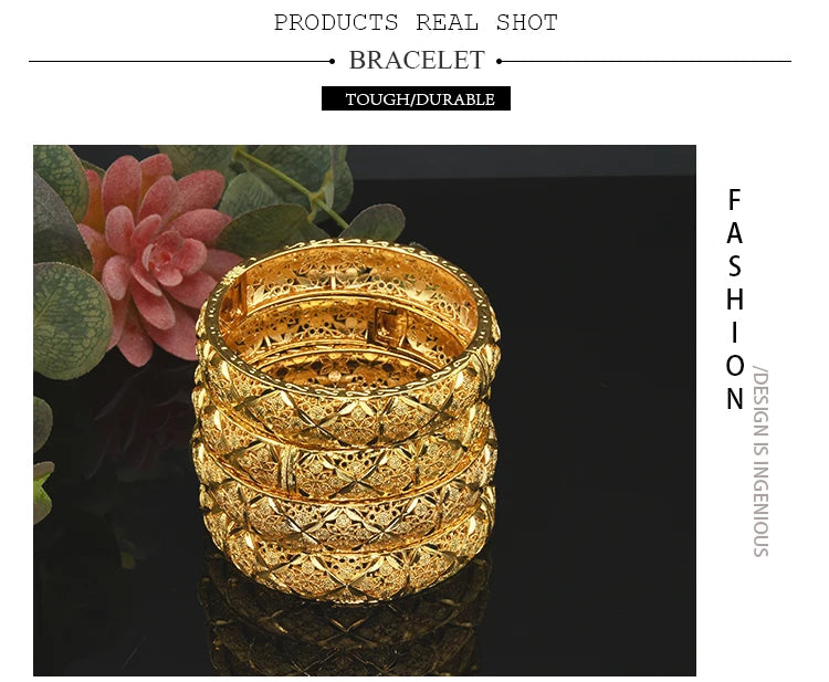 ANIID Dubai 24K Gold Color Hand Bracelet And Bangles Women Designer African Charm New Luxury High Quality Moroccan Jewelry