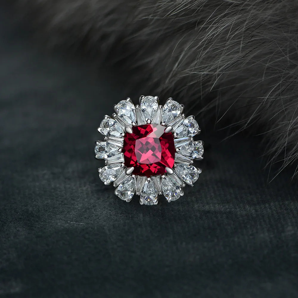 Bling Rings Women 925 Wedding Rings 925 Silver Cubic Zirconia Ruby Ring