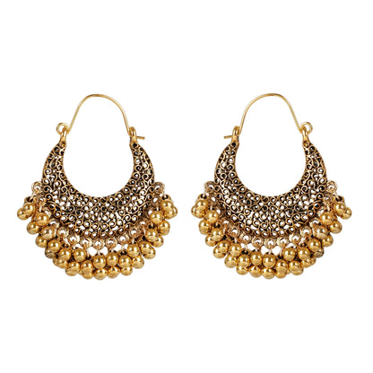 Retro Boho Silver Color Tassel Indian Earrings For Women Orecchini Jewelry Gypsy Flower Ladies Jhumka Earrings