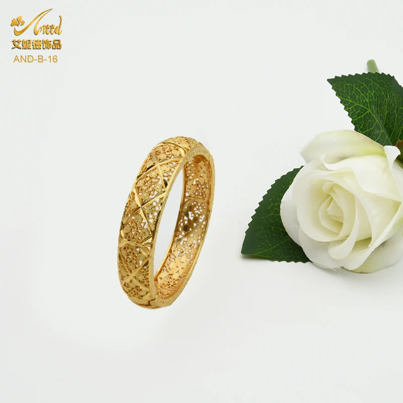 ANIID Dubai 24K Gold Color Hand Bracelet And Bangles Women Designer African Charm New Luxury High Quality Moroccan Jewelry