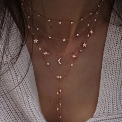 New Vintage Crystal Geometry Star Moon Lock Necklace For Women 2020 Boho Multi-level Pendants Necklaces Chokers Jewelry Gift