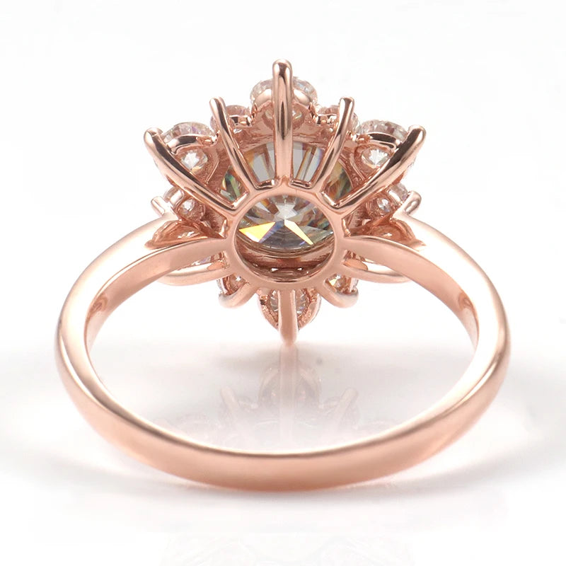 Wholesale Original Flower Shape 14k Soild Rose Gold Round Brillant Cut Moissanite Diamond Claw Setting for Woman Gift Use