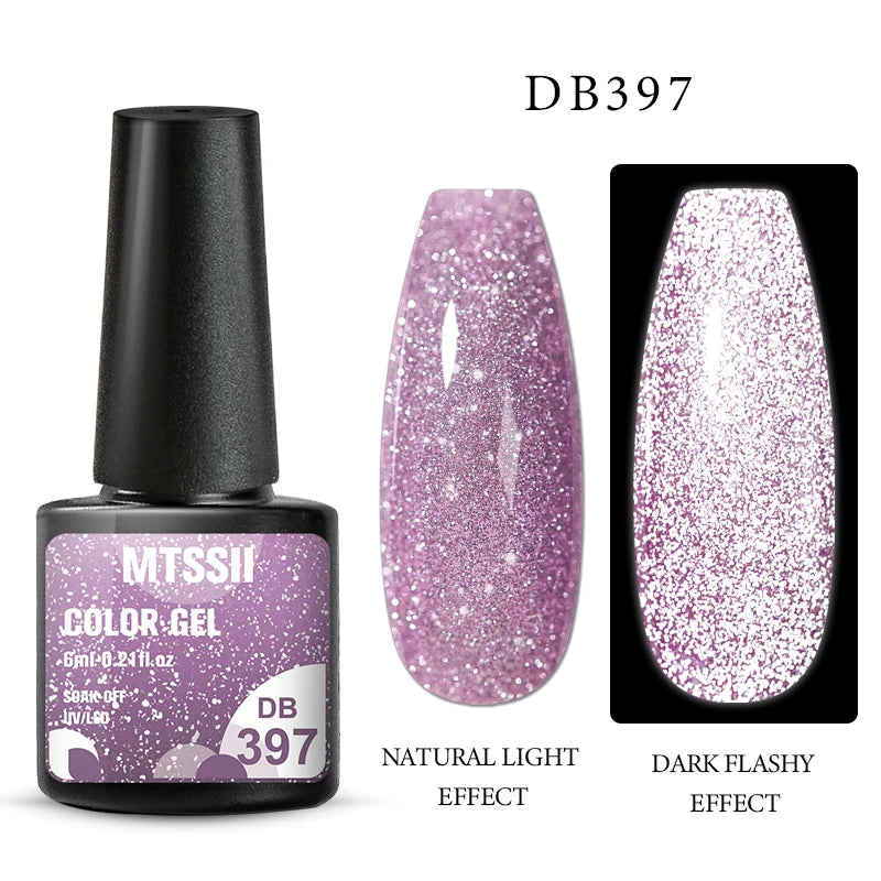 Mtssii 6ML Reflective Gel Nail Polish Shiny 14 Colors Semi-permanent UV Gel varnish Hybrid Nail Polish for Nail Art Manicure