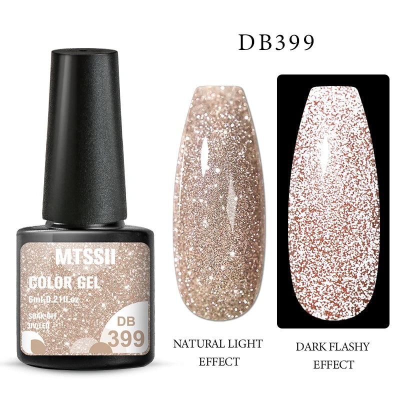 Mtssii 6ML Reflective Gel Nail Polish Shiny 14 Colors Semi-permanent UV Gel varnish Hybrid Nail Polish for Nail Art Manicure