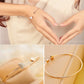 Hot New Fashion Adjustable Crystal Double Heart Bow Bilezik Cuff Opening Bracelet Women Jewelry Gift Girl Mujer Pulseras