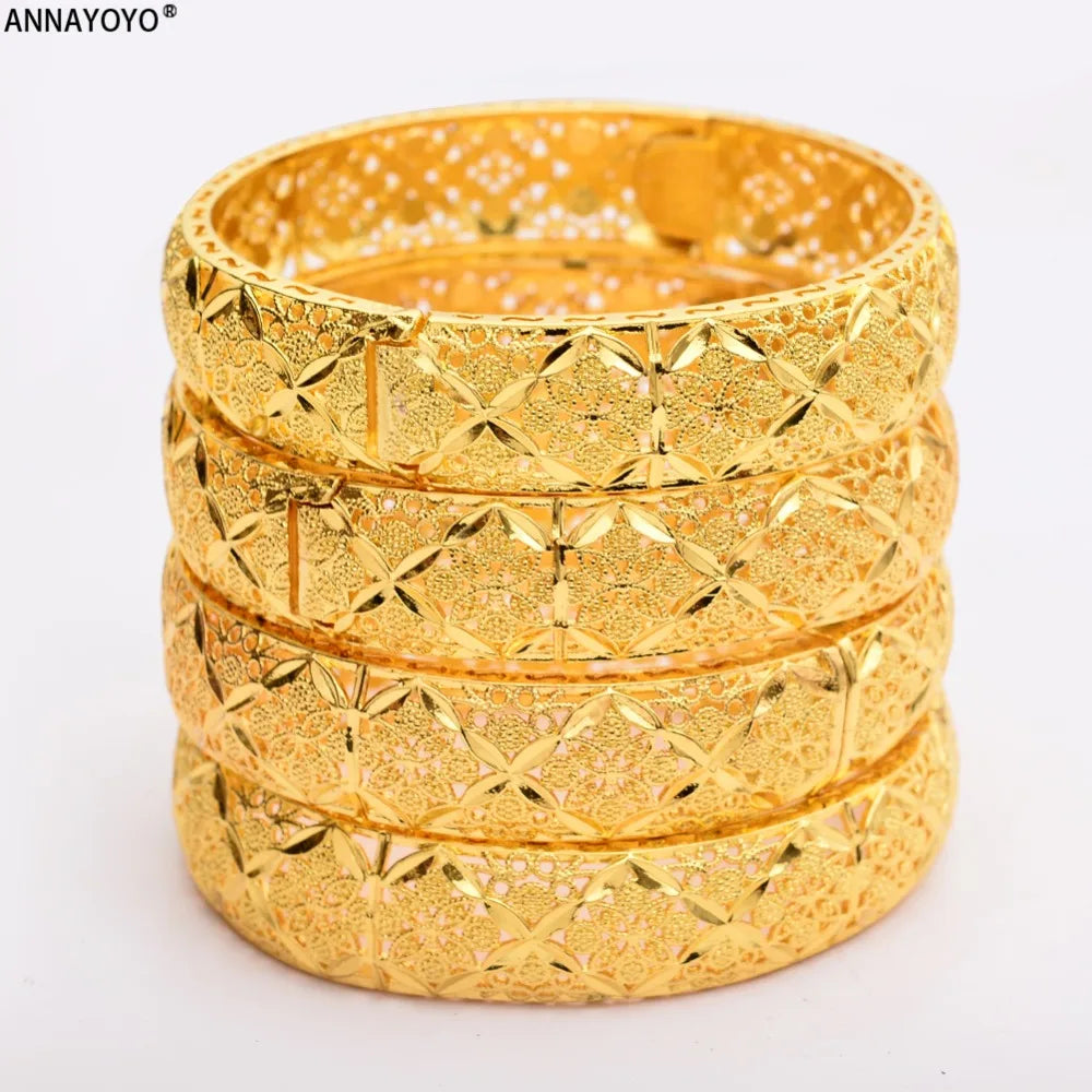 New Luxury Gold Color Bangles Women Men Girls Ethiopian African Dubai Wedding Bracelet Pulseras Party Gifts