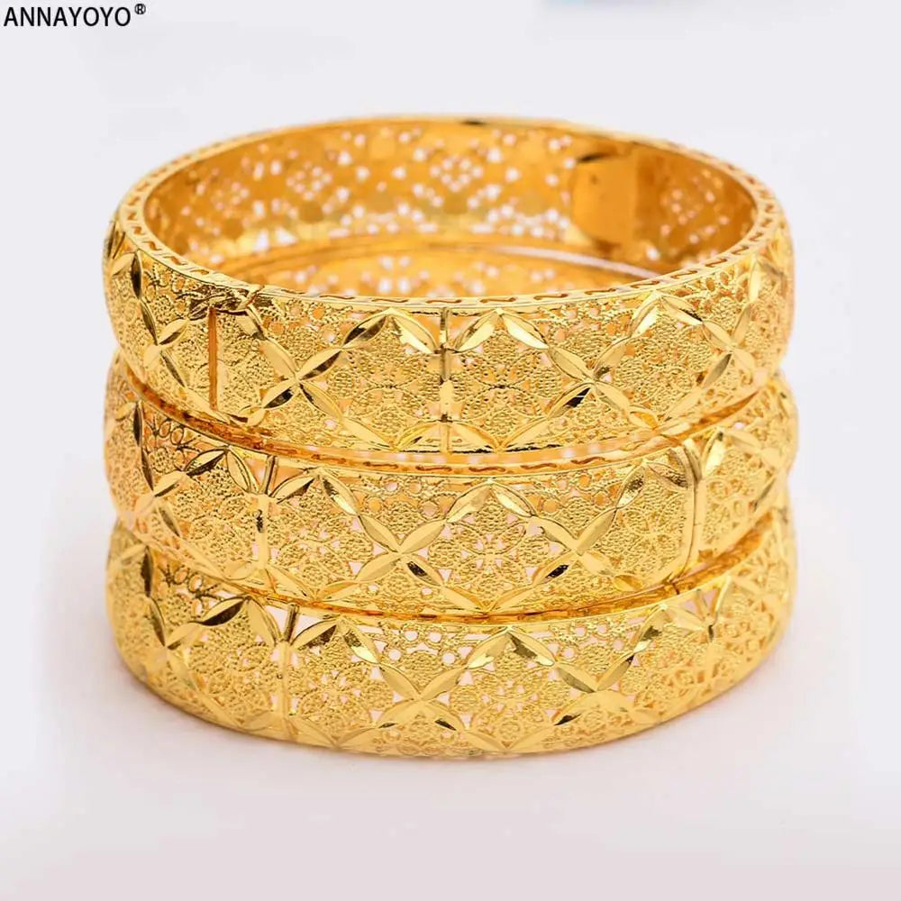 New Luxury Gold Color Bangles Women Men Girls Ethiopian African Dubai Wedding Bracelet Pulseras Party Gifts
