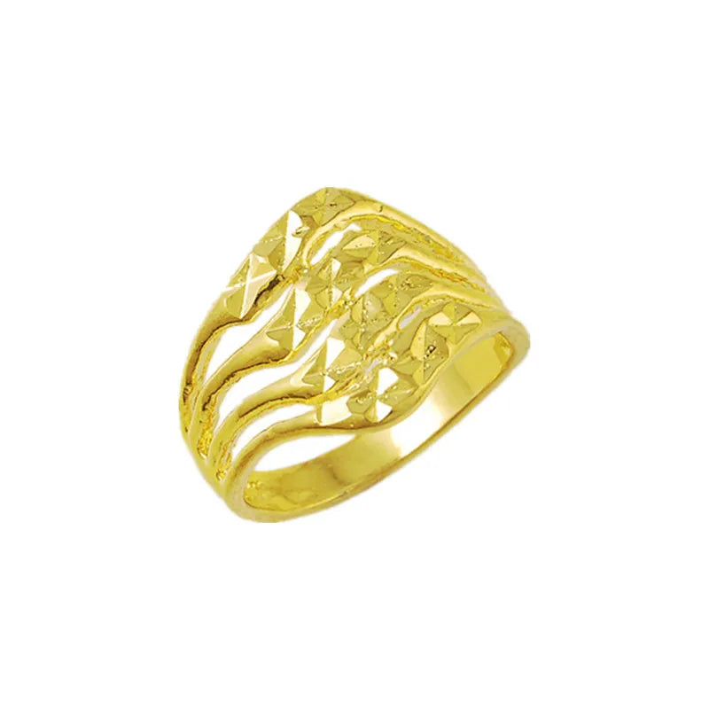 Fashion Design Gold Color Finger Rings Women Wedding Jewelry Ring Gold Filled Golden Rings Size 6 7 8 9 R002