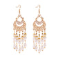 2020 Vintage Ethnic Bohemian White Beads Jhumka Earrings Geometric Metal Tassel Indian Earrings Tibetan Jewelry