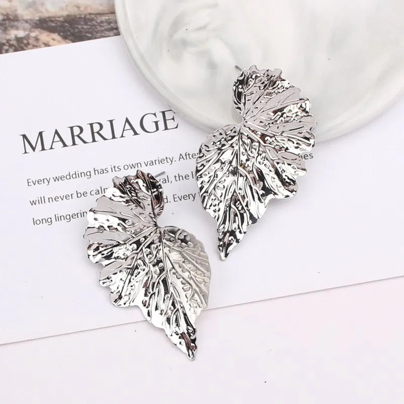 Fashion Geometric Gold Color Ginkgo Biloba Leaf Shape Drop Earring Creative Personality Earring Jewelry