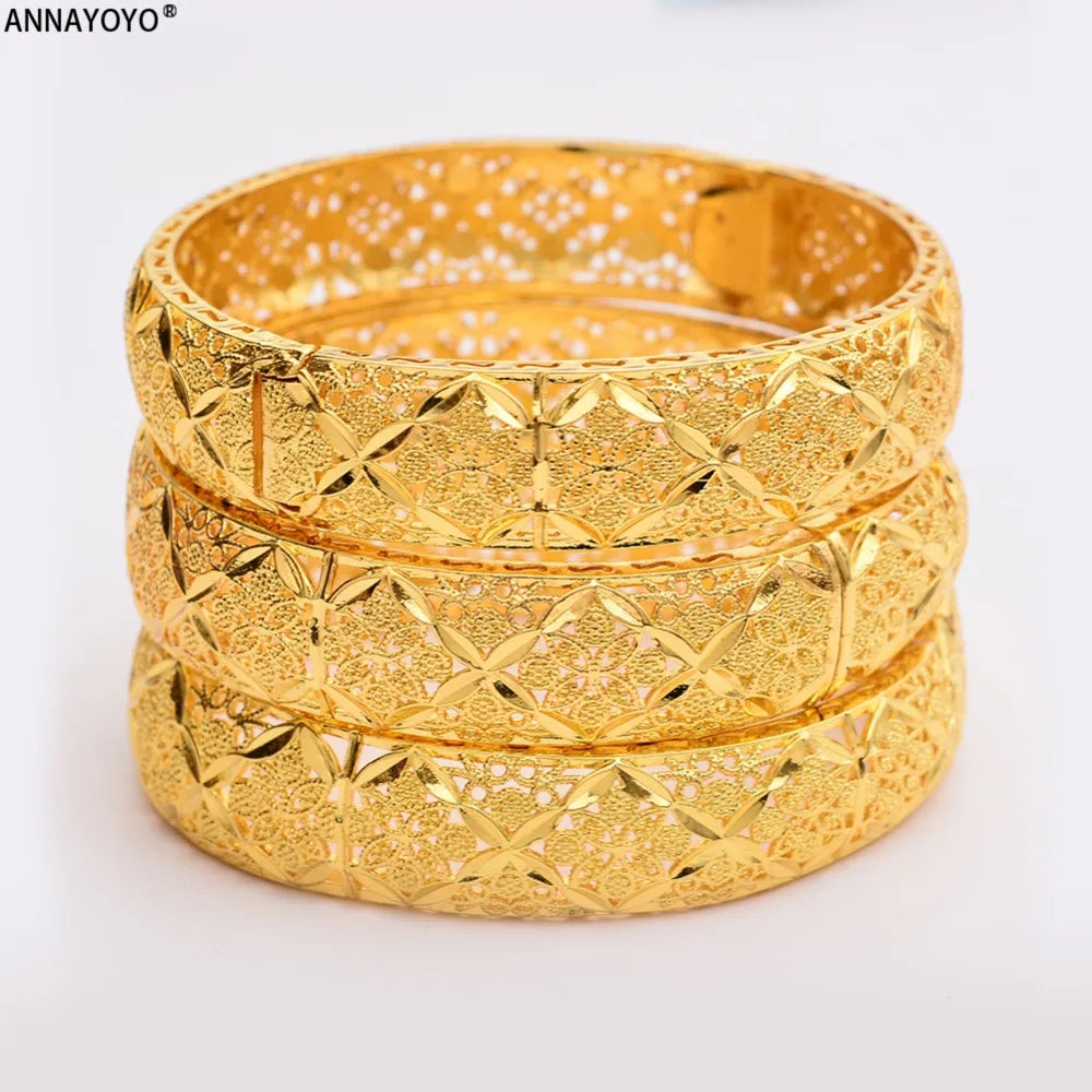 New Luxury Gold Color Bangles Women Men Girls Ethiopian African Dubai Wedding Bracelet Pulseras Party Gifts