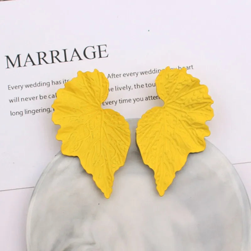 Fashion Geometric Gold Color Ginkgo Biloba Leaf Shape Drop Earring Creative Personality Earring Jewelry