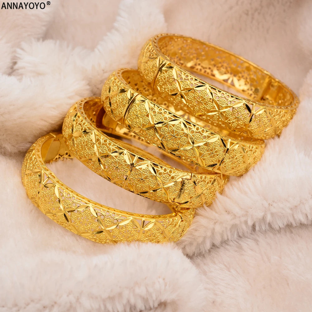 New Luxury Gold Color Bangles Women Men Girls Ethiopian African Dubai Wedding Bracelet Pulseras Party Gifts