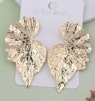 Fashion Geometric Gold Color Ginkgo Biloba Leaf Shape Drop Earring Creative Personality Earring Jewelry