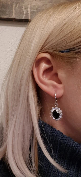 Luxury 925 Silver Needle Pendant Necklace Hoop Earrings Sets For Wedding Femme Pendant Chain Necklace Party Gifts