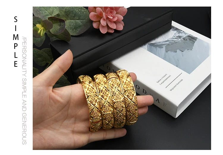 ANIID Dubai 24K Gold Color Hand Bracelet And Bangles Women Designer African Charm New Luxury High Quality Moroccan Jewelry