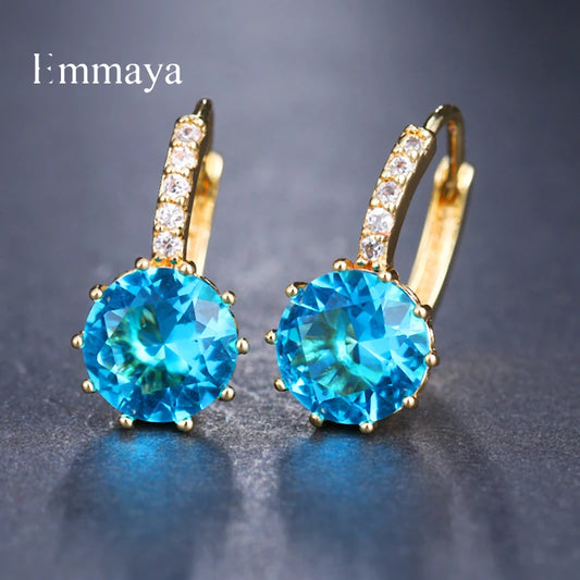 EMMAYA Fashion 9 Colors AAA CZ Element Stud Earrings For Women Wholesale Cheap Factory Price Wedding Party Gift
