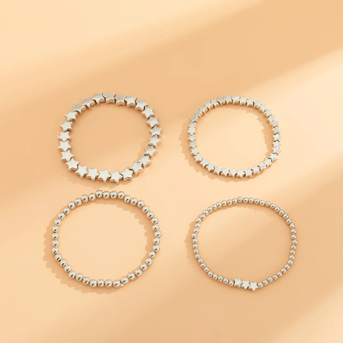 Boho Handmade Beaded Star Bracelet Combination Set Women's Retro Simple Gold Color Metal Bracelets Girly Charm Fashion Jewelry