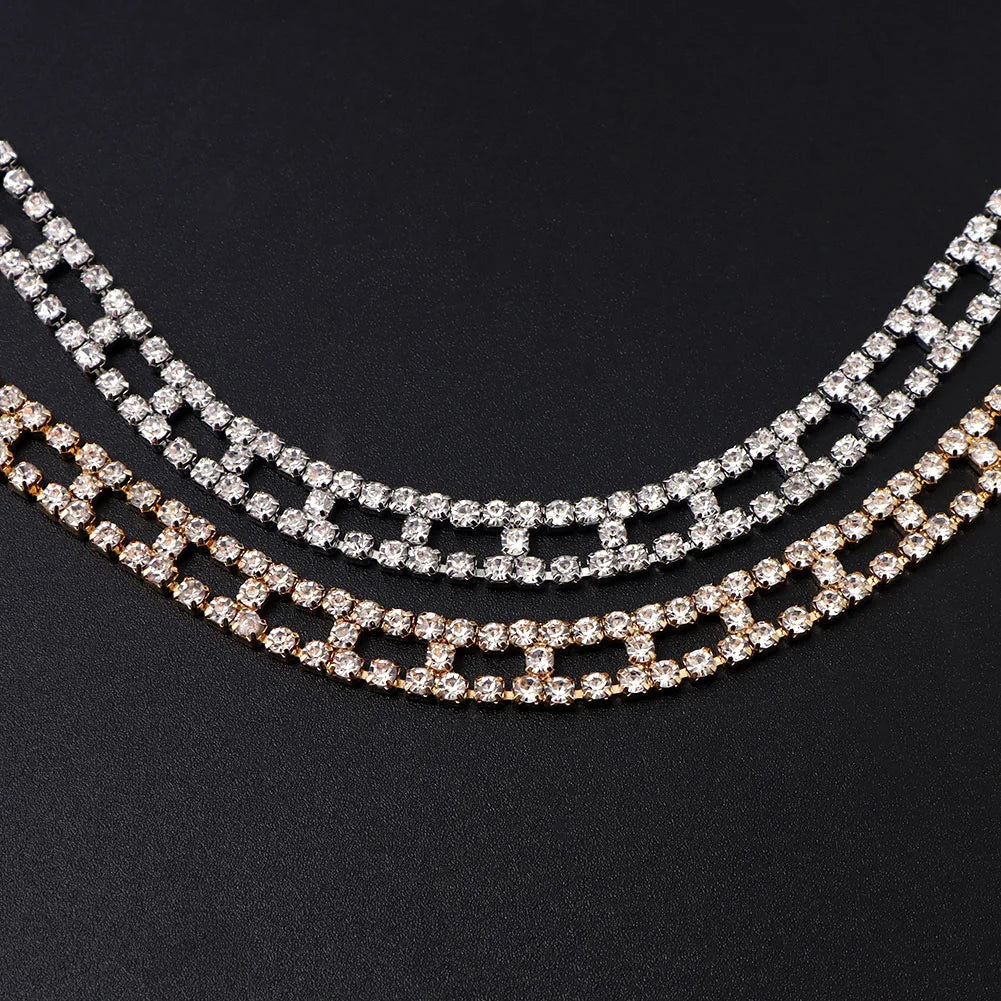 Flatfoosie Hip Hop Iced Out Chunky Cuban Chain Anklets For Women Luxury Rhinestone Link Ankle Bracelet Beach Barefoot Jewelry