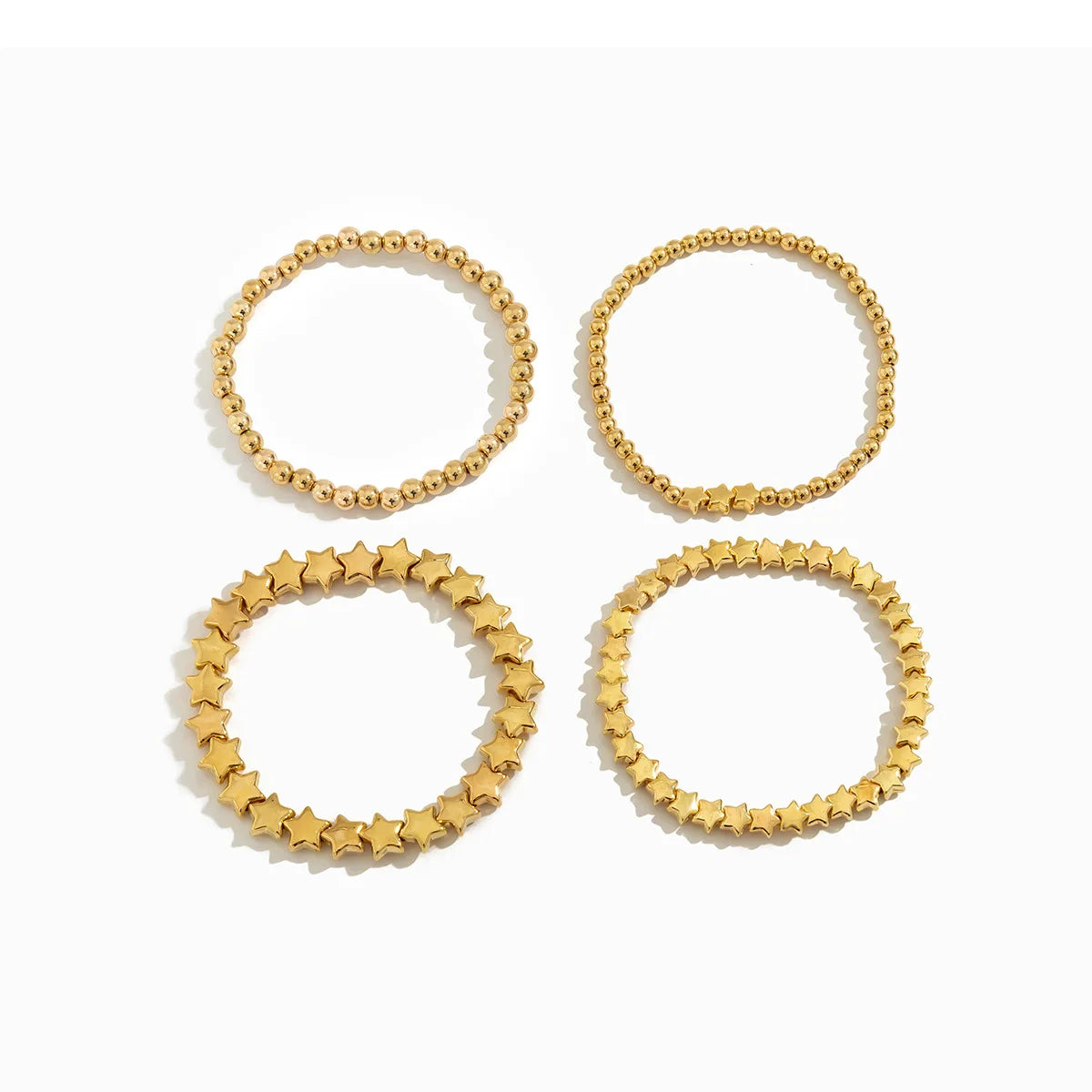 Boho Handmade Beaded Star Bracelet Combination Set Women's Retro Simple Gold Color Metal Bracelets Girly Charm Fashion Jewelry