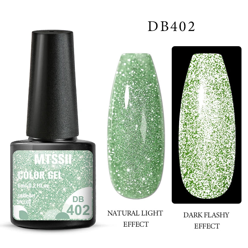 Mtssii 6ML Reflective Gel Nail Polish Shiny 14 Colors Semi-permanent UV Gel varnish Hybrid Nail Polish for Nail Art Manicure
