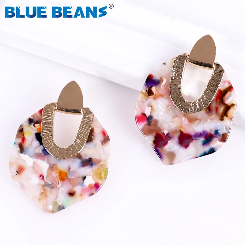 Earrings for Women 2019 New Bohemian Acrylic Colorful Resin Minimalist Earring Dangle Unique Design Statement  Wedding Jewelry