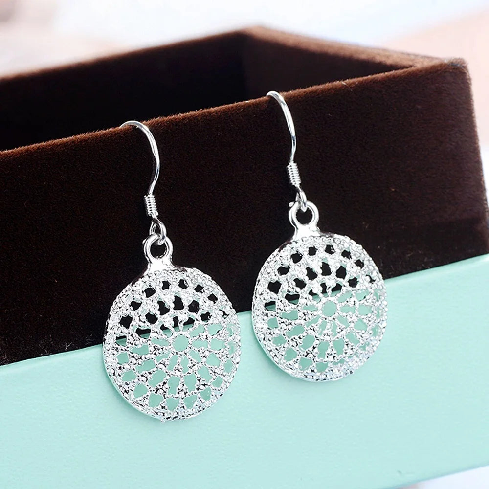 Charms 925 Sterling Silver Pretty Round shape earrings for Women fashion wedding party Jewelry Christmas Gifts