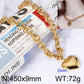 8mm Waterproof Stainless Steel Polished Heart Bracelet and Necklace Set Minimalist Gold Plated Link Chain Trendy Jewelry