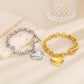 8mm Waterproof Stainless Steel Polished Heart Bracelet and Necklace Set Minimalist Gold Plated Link Chain Trendy Jewelry