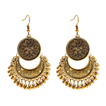 Tibetan Jewelry Silver Color India Geometric Hanging Dangle Drop Earrings Bohemia Bells Jhumka Earrings