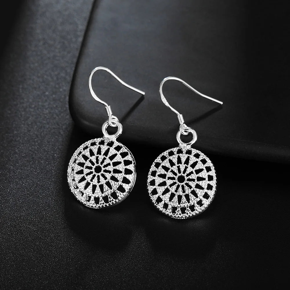 Charms 925 Sterling Silver Pretty Round shape earrings for Women fashion wedding party Jewelry Christmas Gifts