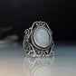Vintage Victorian Women's Ring Faux Turquoise Creative Carved Finger Ring Shiny Crystal Natural Stone Jewelry Accessories