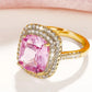 Style Pink Sparkling Zircon Princess Square Engagement Ring for Ladies and Girlfriends Luxury Proposal  Gift Fashion Jewelry