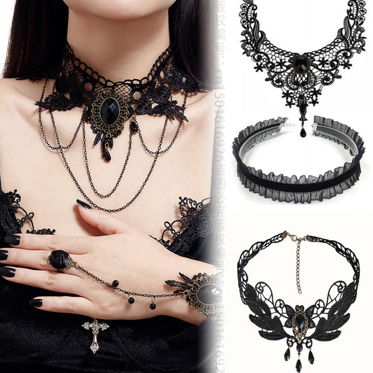 Korean Fashion Velvet Choker for Women Vintage Sexy Lace Necklace with Pendants Gothic Girl Neck Jewelry Accessories