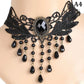 New Sexy Gothic Chokers Crystal Black Lace Neck Choker Necklace Vintage Victorian Women Chocker Steampunk Jewelry