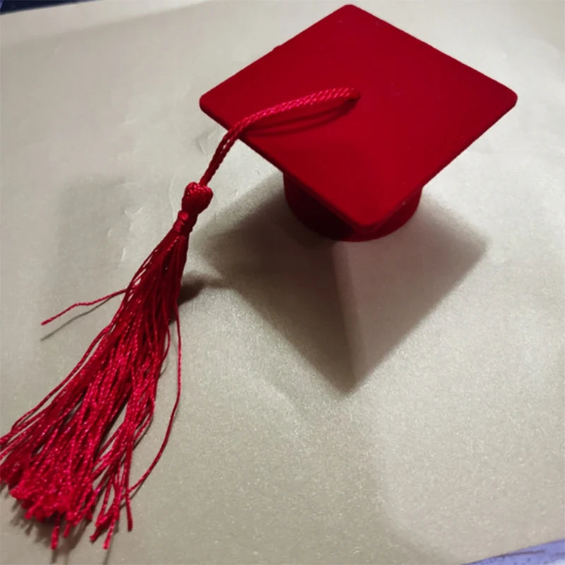 Graduation Bachelor Cap Doctor Hat Ring/Earrings Box