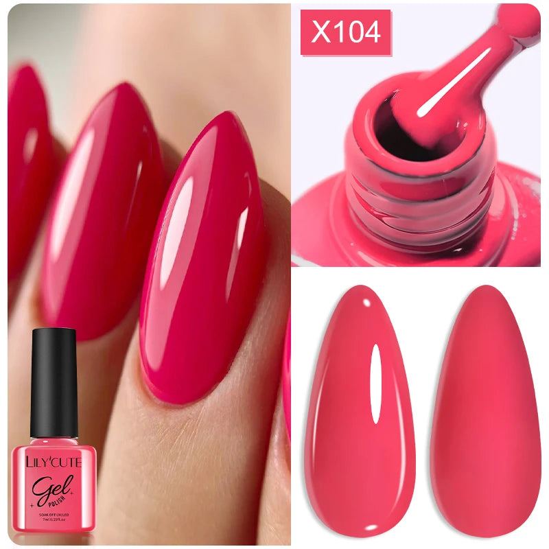 LILYCUTE Ancora Red Autumn Winter Gel Nail Polish Semi Permanent Soak Off UV LED Gel Varnish Manicure Nail Supplies