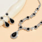 3PC Women's Trendy Copper Claw Chain Series Water Drop Gem Necklace Earrings Jewelry Set Wedding Banquet Party Holiday Gift